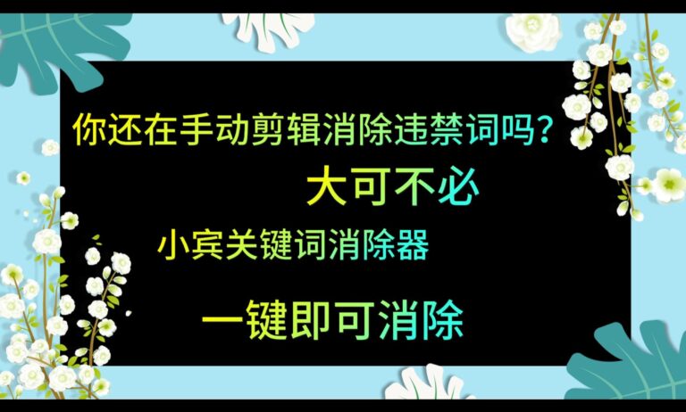 你还在靠剪辑来消除敏感词汇吗？来看看小宾关键词消除器，一键消除，自定义过滤词汇缩略图